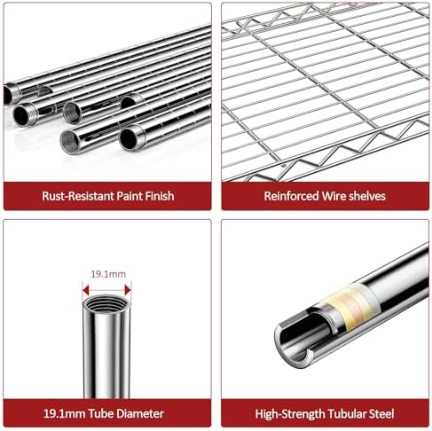 IZEUK 3 Tier Heavy Duty Steel Storage Shelves, Metal Shelf Wire Shelving Rack - Image 5