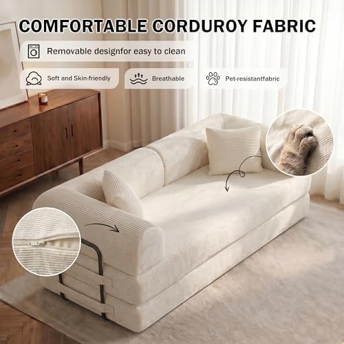 79" Convertible Futon Sofa Bed, Boneless Couch - Image 5
