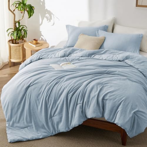 Bedsure Light Blue King Size Comforter Set, Cationic Dyed Bed Set 3 Pcs by BEDSURE