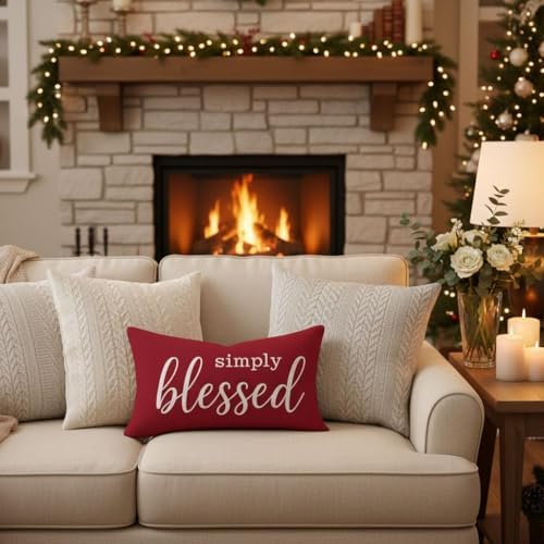 Decorative Lumbar Pillow Cover 12x20 Inch Simply Blessed - Image 2