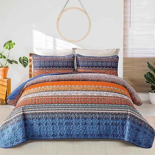 WONGS BEDDING Boho California King Quilt Set, Soft Bedspread by WONGSBEDDING