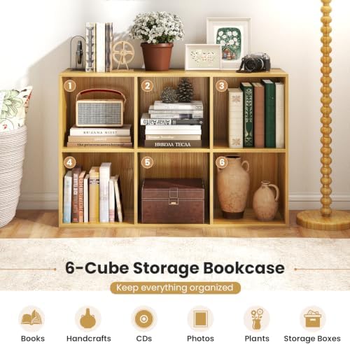 GIANTEX 6-Cube Bookcase, 3-Tier Cubby Bookshelf - Image 4