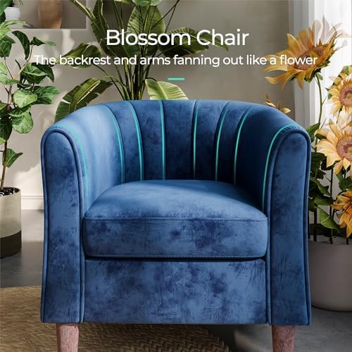 LINSY Accent Chair with Ottoman, Modern Armchair Comfy Barrel Reading Chair - Image 4