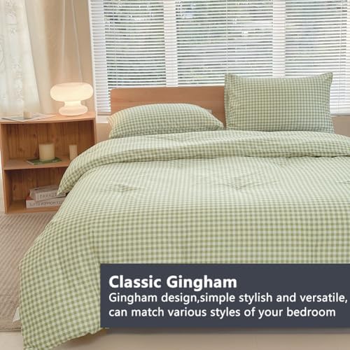 NSNLGSGC Comforter Set, Sage Green Gingham, Twin Size, 2 Pieces - Image 3