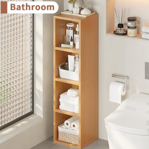 Zenira 4-Tier Bookcase, 4 Cube Storage Organizer, Narrow Bookcase - Image 7