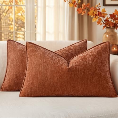 MIULEE Chenille Lumbar Throw Pillow Covers Fall by MIULEE