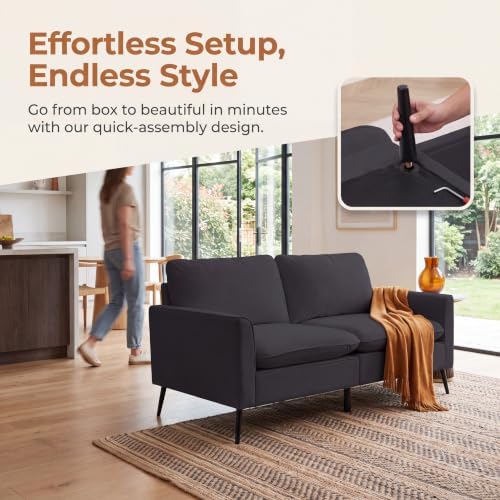 Retro Leather Loveseat Sofa, 2-Seat Couch - Image 5