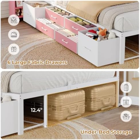 Corner Full Bed Frame with Pull-Out Cabinet/Bookcase/Headboad Storage - Image 7
