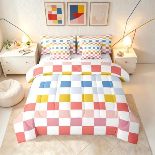 Feelyou Multicolored Checkered Retro Comforter Set by Feelyou