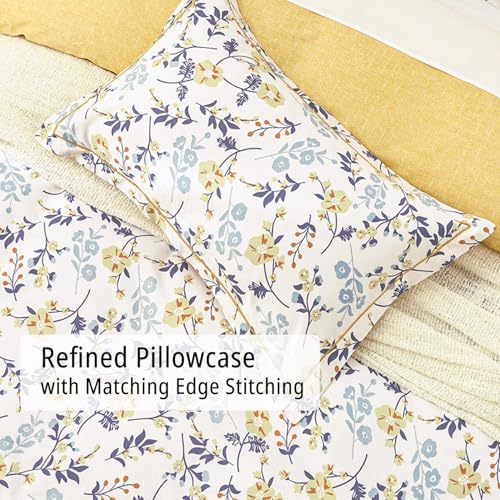 LEMIROE Yellow Floral Cotton Comforter Queen Size - Image 4