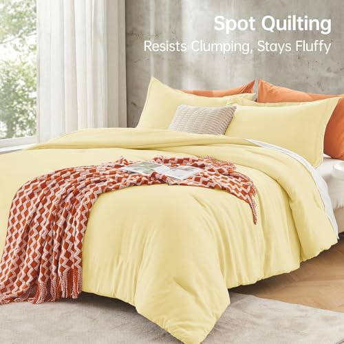 MUXHOMO Queen Comforter Set, 3-Piece All-Season Bedding, Cream Yellow - Image 5