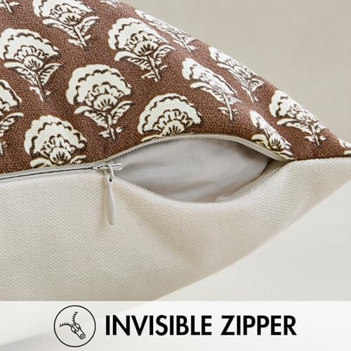 MIULEE Fall Floral Print Decorative Pillow Covers 18x18, Dark Brown - Image 6