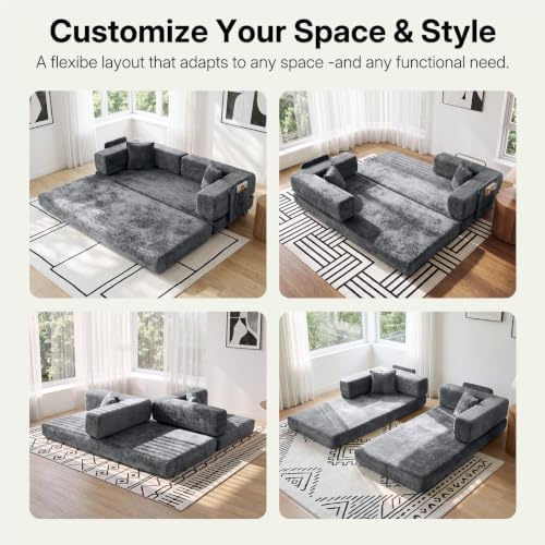 78.8" Convertible Futon Sofa Bed, Boneless Couch - Image 3
