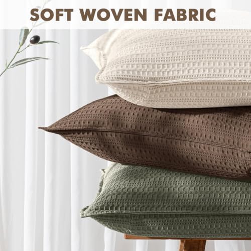Decorative Waffle Pillow Shams King Size 20x36 Brown 2 Pack - Image 3