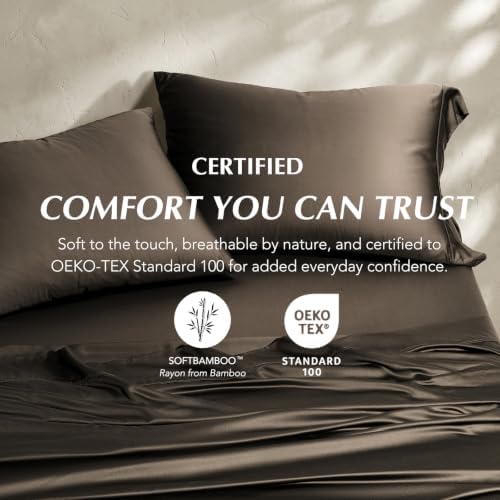 EverGrace 100% Rayon from Bamboo Sheet Set, King Size, Dark Brown - Image 5