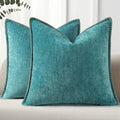 Pallene Chenille Soft Turquoise Throw Pillow Cover 18x18 Set of 2 by PALLENE