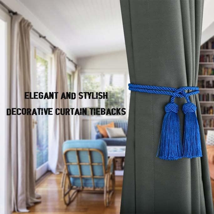 BEL AVENIR 2 Pack Handmade Rope Tassel Curtain Tiebacks - Image 5