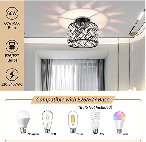 FRIDEKO HOME Crystal Light Fixture Ceiling Mount - Image 5