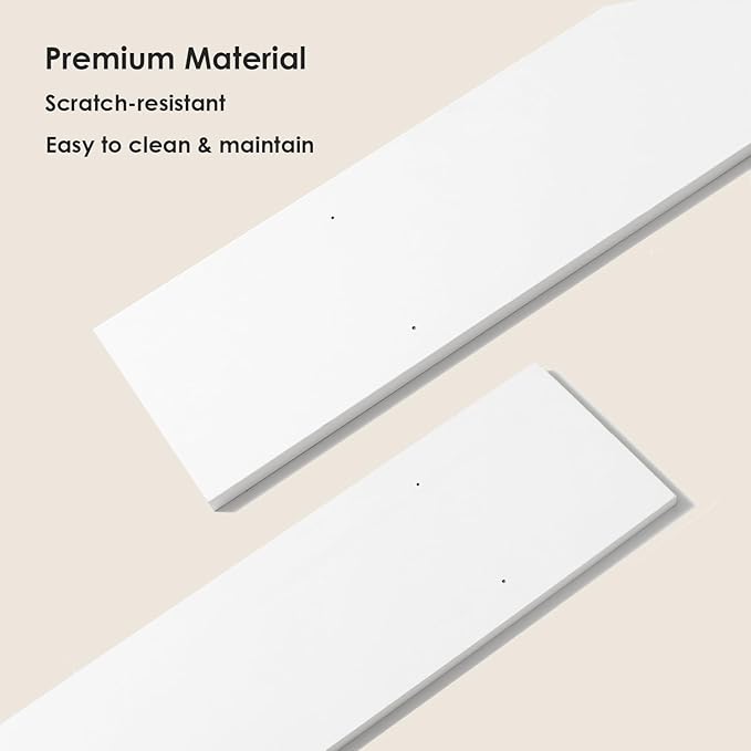 DINZI LVJ Long Wall Shelves, 23.6 Inch Large Floating Shelves Set of 2, Wide Display Shelf Wall Mounted with Brackets, Easy Hanging for Living Room, Toilet, Office, Bedroom, White