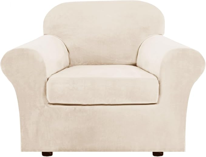 H.VERSAILTEX Rich Velvet Stretch 2 Piece Cover Chair Slipcover Sofa Cover by HVERSAILTEX