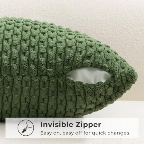Kevin Textile Soft Corduroy 12"x20" Lumbar Pillow Cover 1 Pack, Moss Green - Image 3
