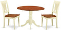 East West Furniture DLPL3-BMK-W 3 Piece Kitchen Table Set for Small Spaces Contains a Round Dining Table with Dropleaf and 2 Dining Room Chairs, 42x42 Inch, Buttermilk & Cherry