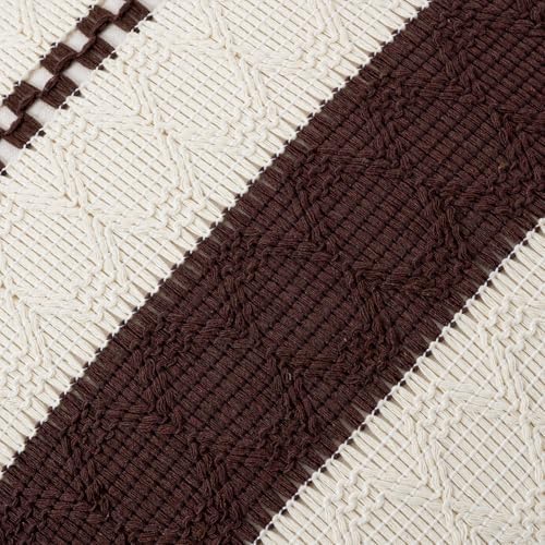 Fancy Homi Set of 1 Boho Brown Decorative Throw Pillow Cover 22x22 Inch - Image 4