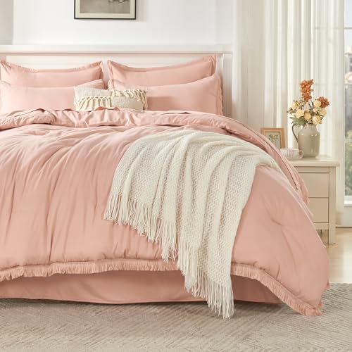 Andency California King Comforter Set, 7 Pieces Pink Bedding - Image 2