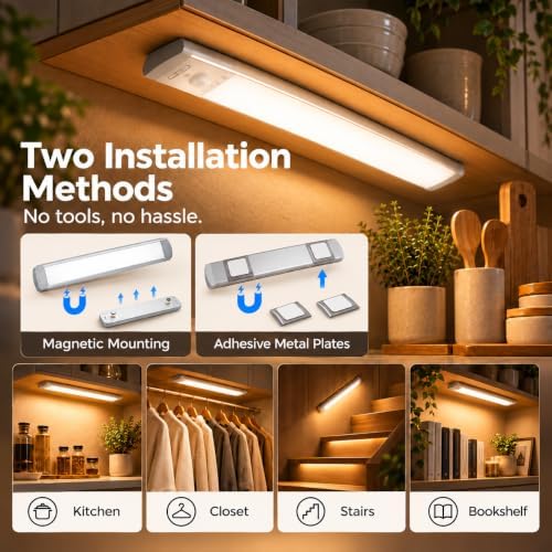 12 Inch Under Cabinet Lighting, 3 Color Motion Sensor Light 2 Pack - Image 7