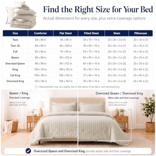 CozyLux California King Comforter Set, Oatmeal Seersucker Bed in a Bag - Image 7