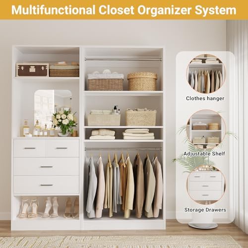 Unikito 61" Closet System, Heavy Duty Wood Closet Organizer - Image 2
