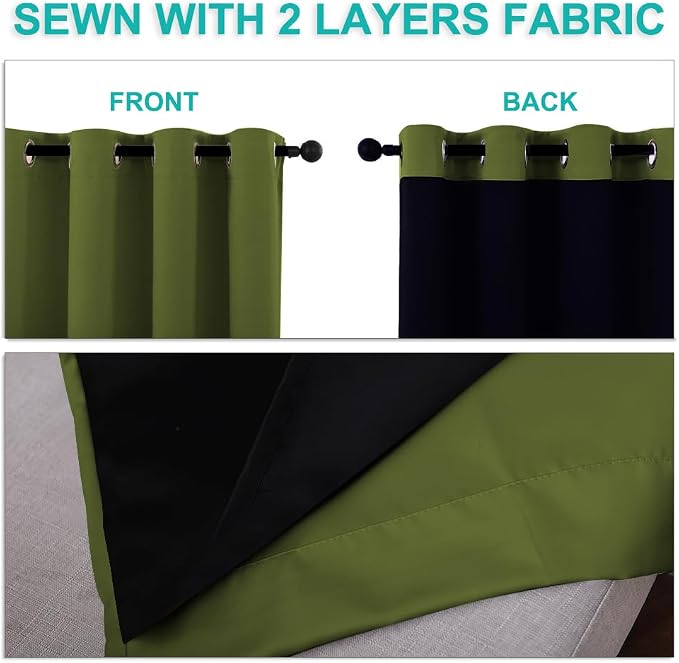 NICETOWN Full Shading Curtains 90" Long 2 Panels Set - Image 5