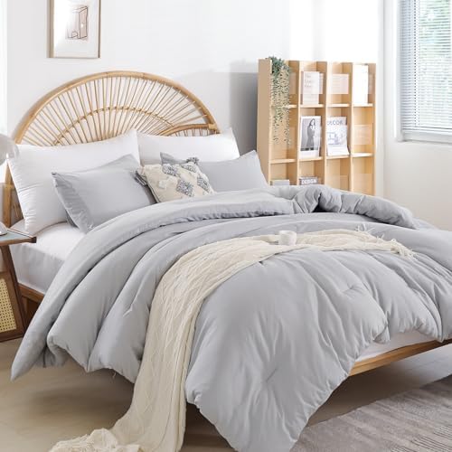 weigelia Light Grey Comforter Set Full, All Season Lightweight Bedding Set - Image 3