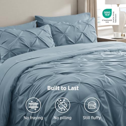 Bedsure 7-Piece Oversized King Comforter Set & Sheets, Dusty Blue Bedding - Image 7