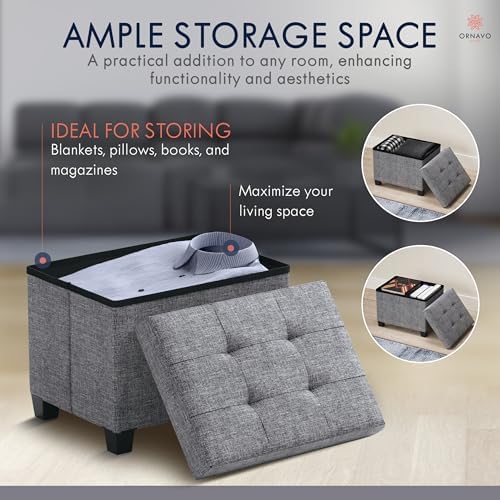 Ornavo Home Small Rectangle Storage Ottoman - Image 4