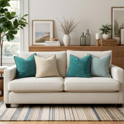 MIULEE Decorative Euro Sham Pillow Covers 26x26 Inch Beige 2 Pack - Image 5