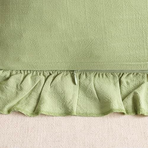 Foindtower Linen Fringe Ruffle Throw Pillow Covers 18×18 Inch Light Green - Image 3