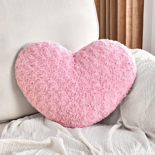 Pink Throw Pillows, Cute Heart Pillow, Decorative Pillows by IREMATE