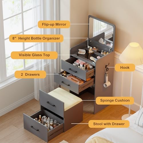 Lvifur Small 3-in-1 Vanity Desk - Image 4