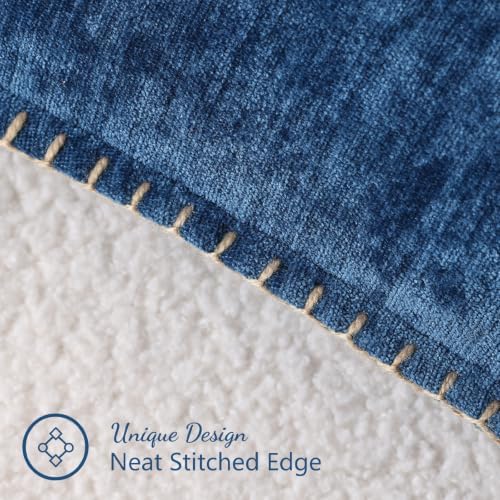 Pallene Chenille Soft Navy Blue Throw Pillow Cover 12x20 Set of 2 - Image 4