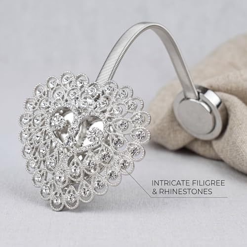 2 Pack Crystal Heart Magnetic Curtain Tiebacks Window Holdback Buckles - Image 6