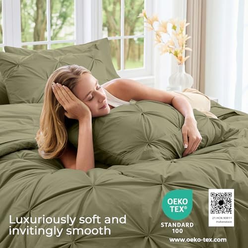 Sasttie Twin XL Comforter Set, 5-Piece Bed in a Bag, Pintuck Bedding Sets - Image 3