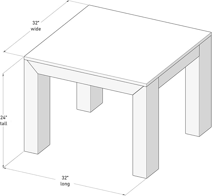 Plank+Beam Modern Square Corner Table, 32", Slim Side Table for Living Room, Mini End Table for Small Spaces, Bedside Night Stand, Blonde Wirebrush