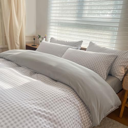 NSNLGSGC Light Gray Gingham King Comforter Set, 3 Pieces by NSNLGSGC