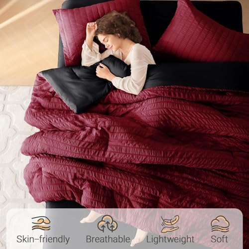 MUXHOMO Twin Comforter Set 5 Pieces, Seersucker Bed in a Bag - Image 2