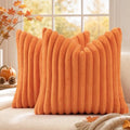 decorUhome Fall Faux Fur Throw Pillow Covers 18x18 Set of 2 Pumpkin Orange by decorUhome