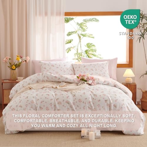 Floral Comforter Set Twin Size Pink Bedding Sets - Image 5