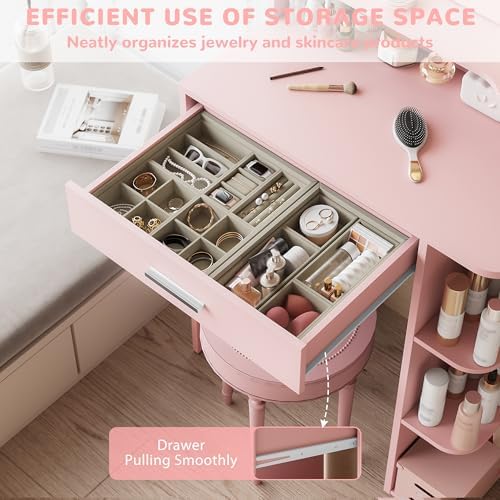 Makeup Vanity Desk with Mirror and Lights, 26.4”Small Vanity Mirror with Lights - Image 6