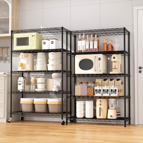 5-Tier Heavy Duty Metal Shelving Unit on Lockable Wheels - Image 2