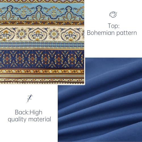 Cottolester Boho King Comforter Set Brown Blue Striped Bed in A Bag - Image 4